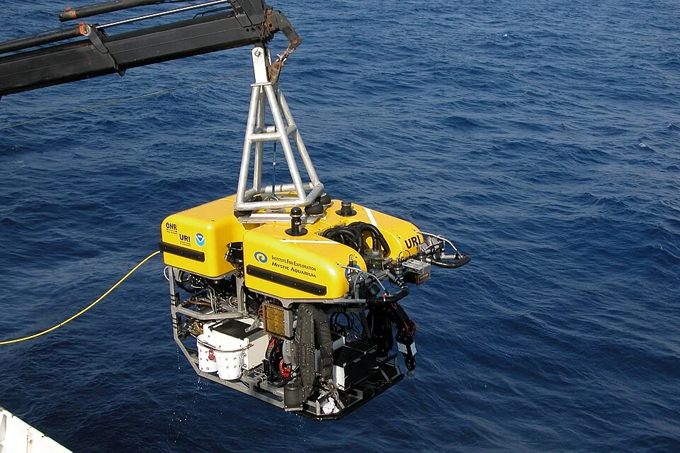 Hercules research ROV being lowered into the sea